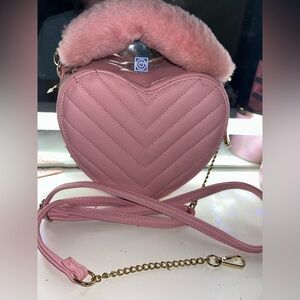 Pink Heart-Shaped Crossbody Bag